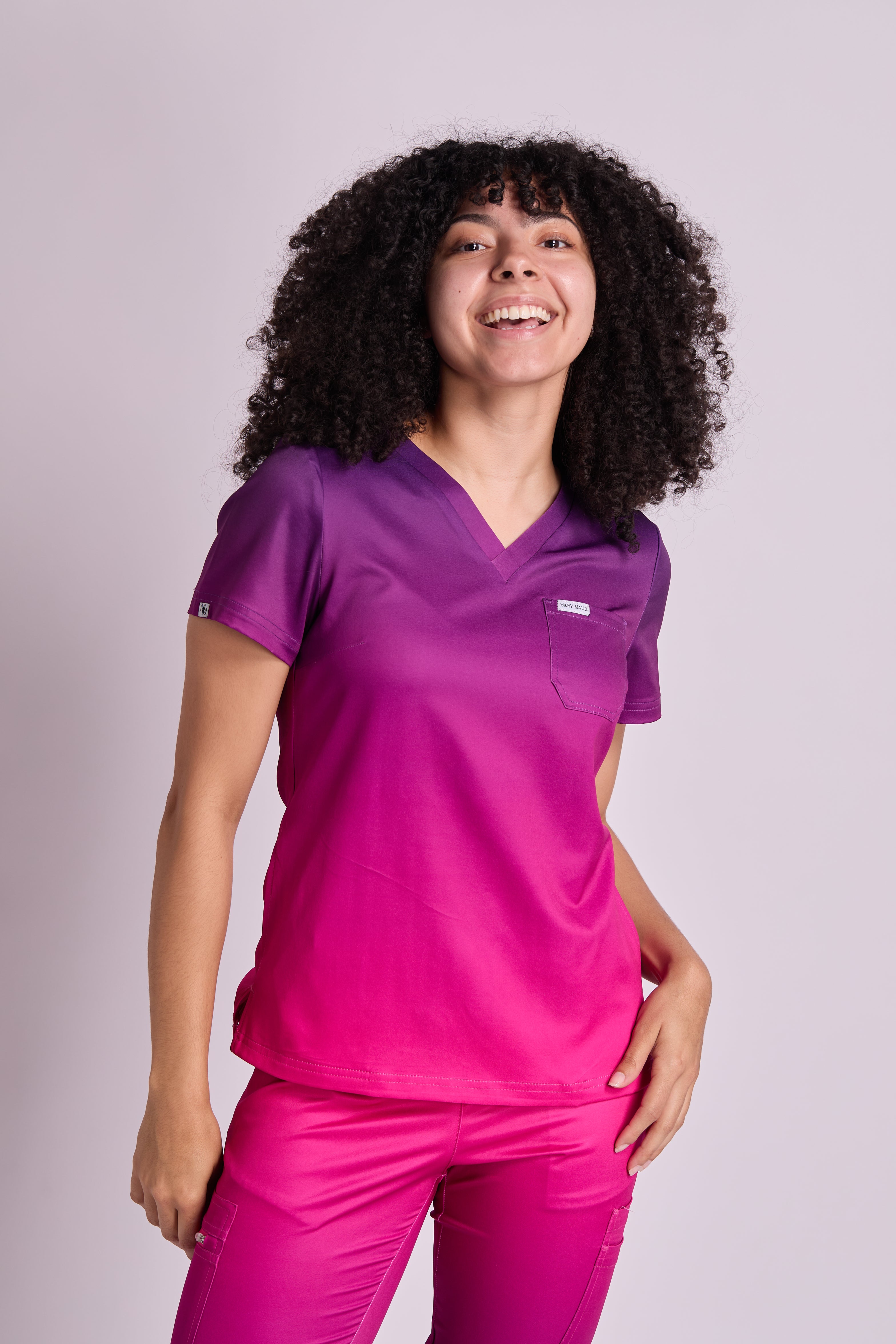 Mary K Two Tone Three Pocket Scrub Top