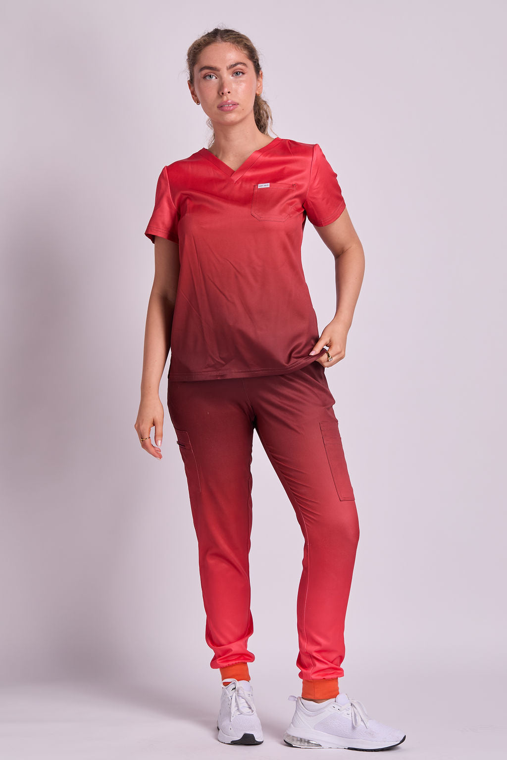 Mary K Two Tone Three Pocket Scrub Top