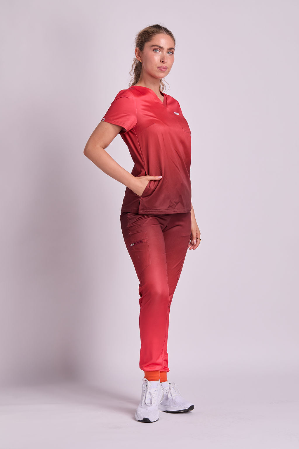 Mary K Two Tone Seven Pocket Jogger Scrub Pants