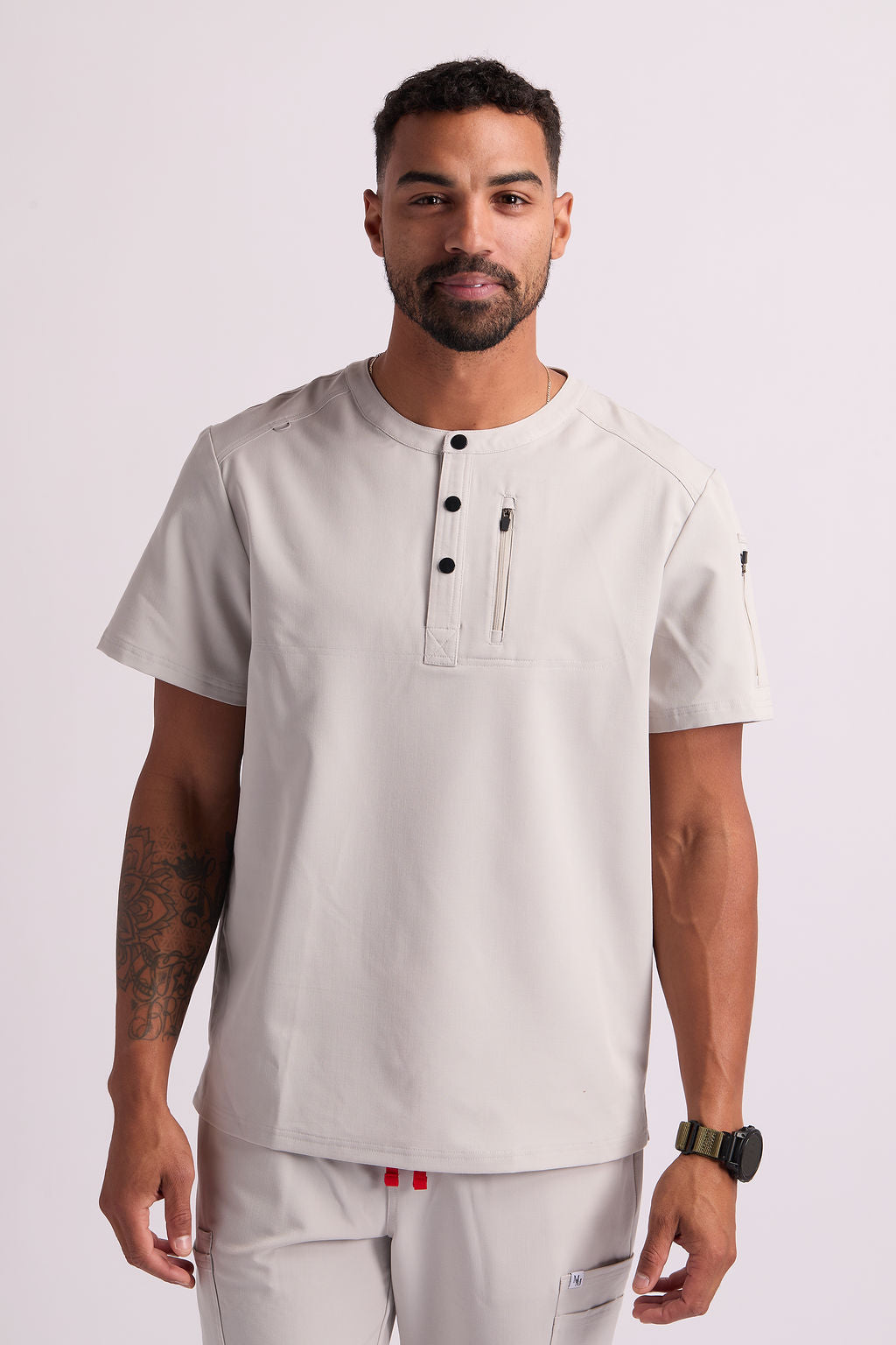 Maud K Button Two Pocket Scrub Top