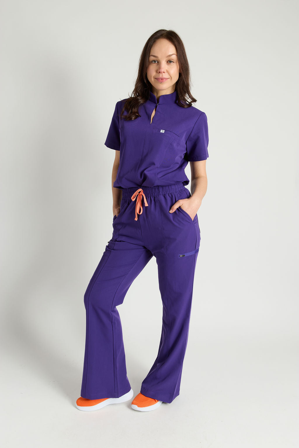 Azora Three Pocket Mandarin Collar Scrub Top