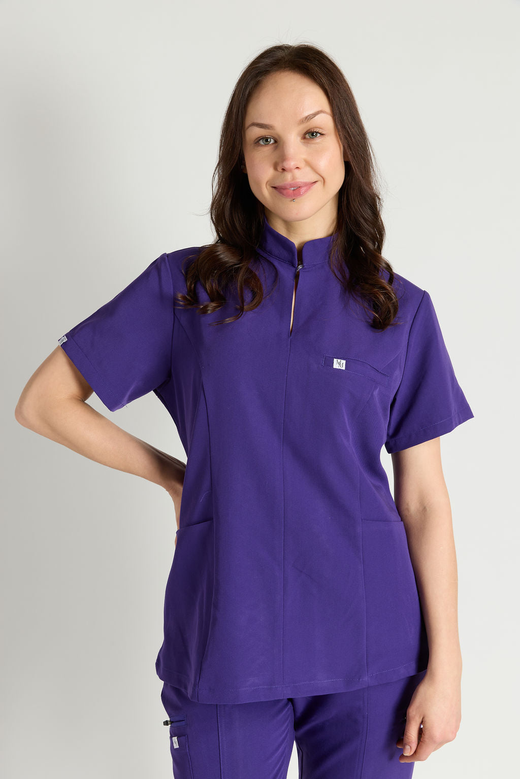 Azora Three Pocket Mandarin Collar Scrub Top
