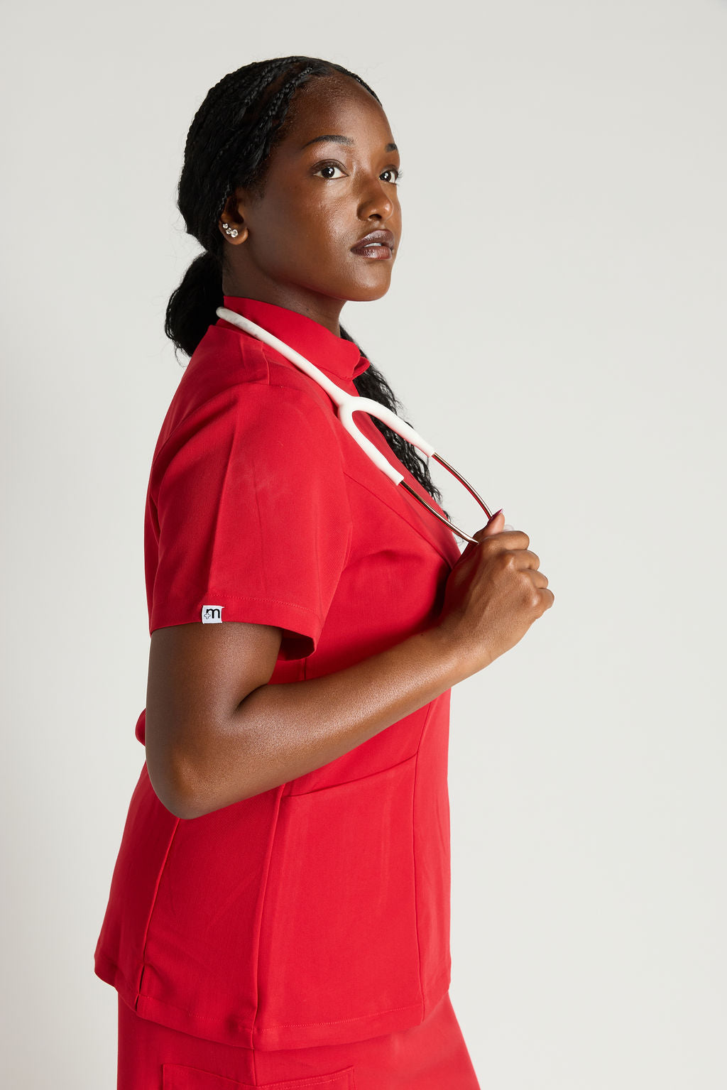 Azora Three Pocket Mandarin Collar Scrub Top