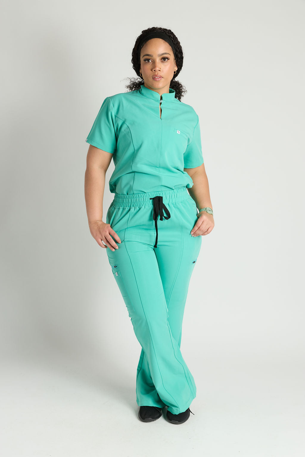 Azora Three Pocket Mandarin Collar Scrub Top