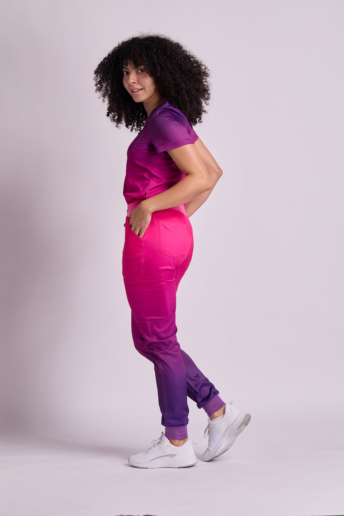 Mary K Two Tone Seven Pocket Jogger Scrub Pants