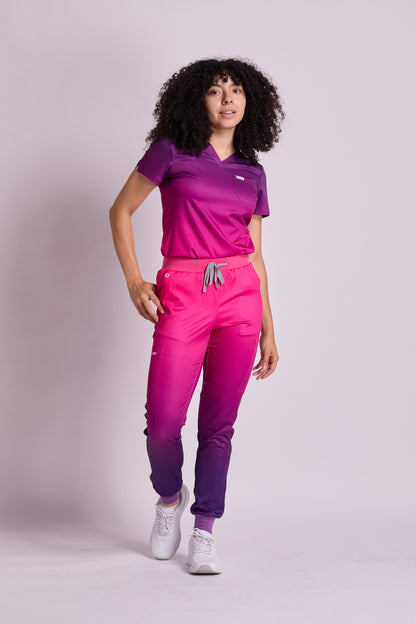 Mary K Two Tone Seven Pocket Jogger Scrub Pants