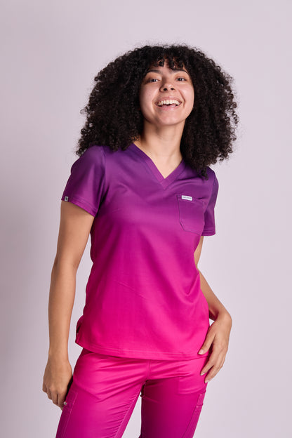 Mary K Two Tone Three Pocket Scrub Top