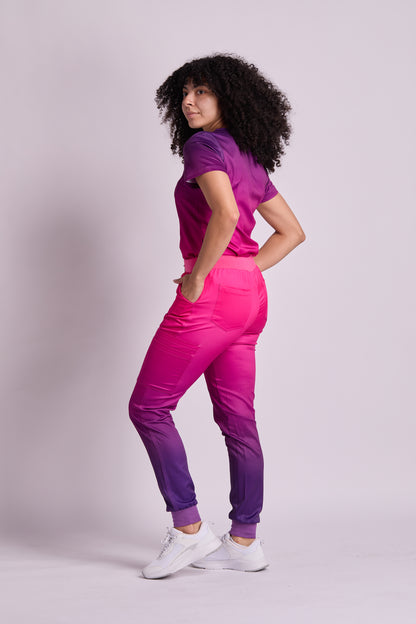 Mary K Two Tone Seven Pocket Jogger Scrub Pants