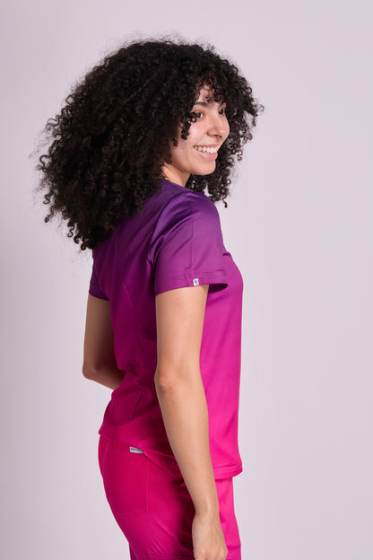 Mary K Two Tone Three Pocket Scrub Top