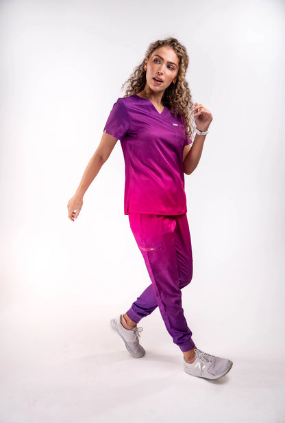 Mary K Two Tone Three Pocket Scrub Top