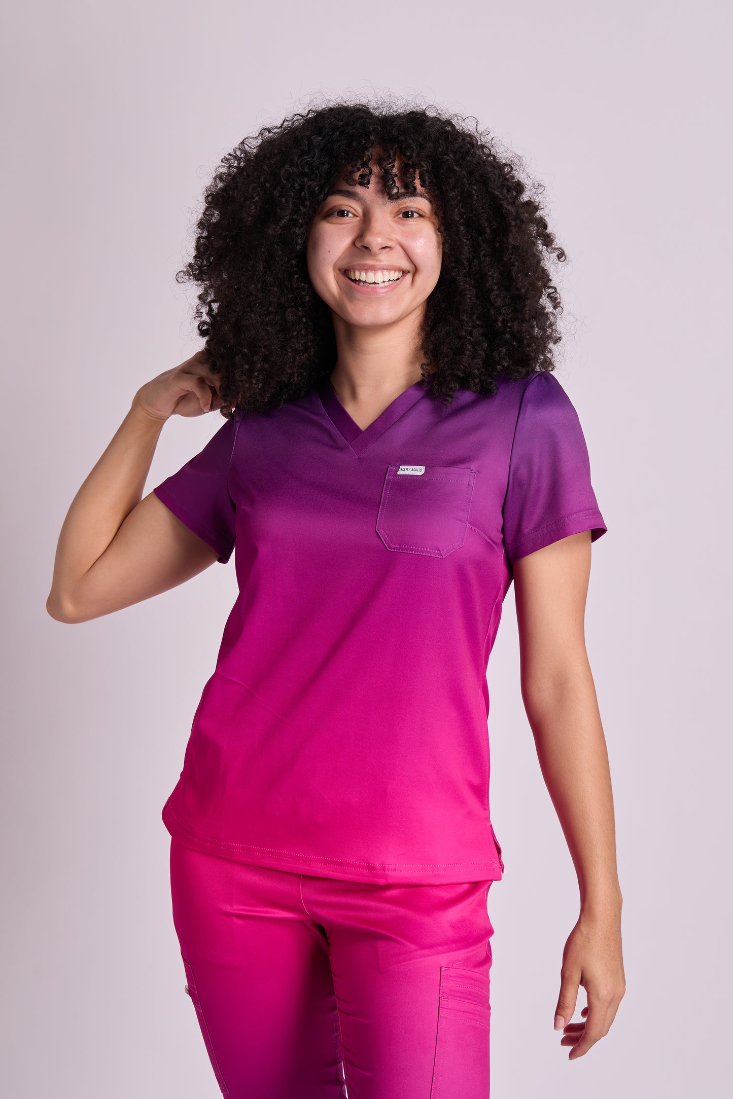 Mary K Two Tone Three Pocket Scrub Top