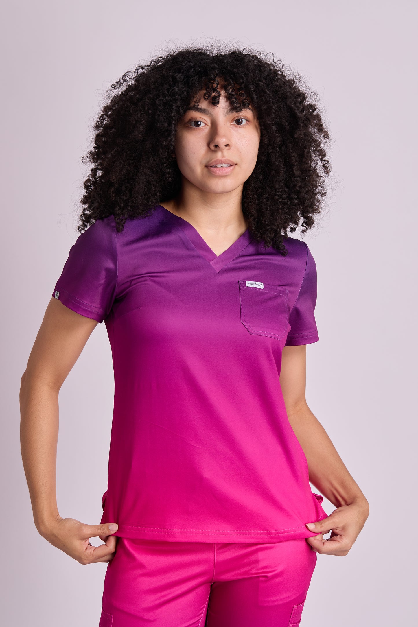 Mary K Two Tone Three Pocket Scrub Top