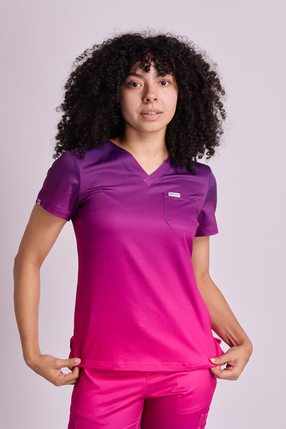 Mary K Two Tone Three Pocket Scrub Top