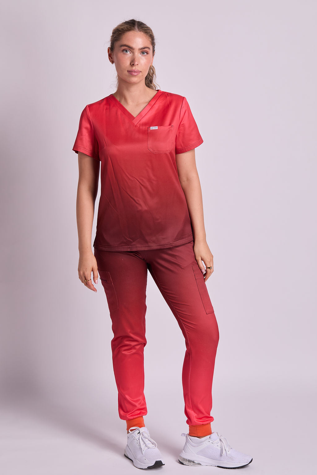 Mary K Two Tone Three Pocket Scrub Top