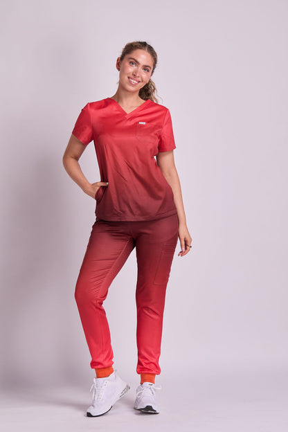 Mary K Two Tone Three Pocket Scrub Top