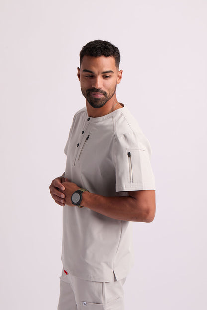 Maud K Button Two Pocket Scrub Top