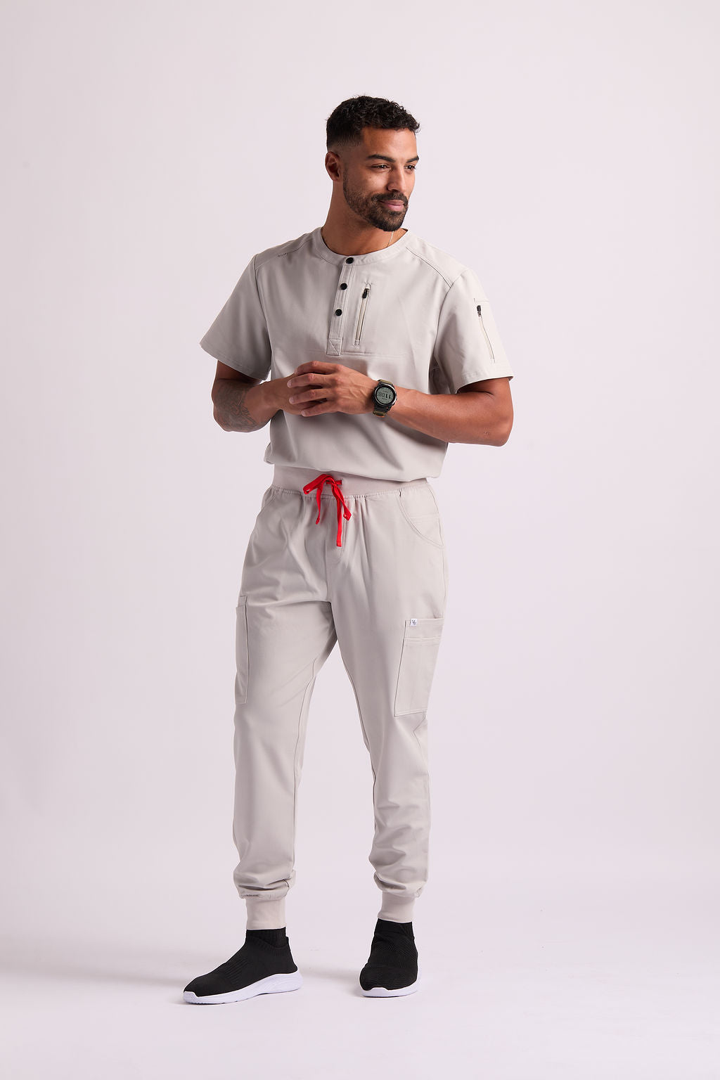 Maud K Button Two Pocket Scrub Top