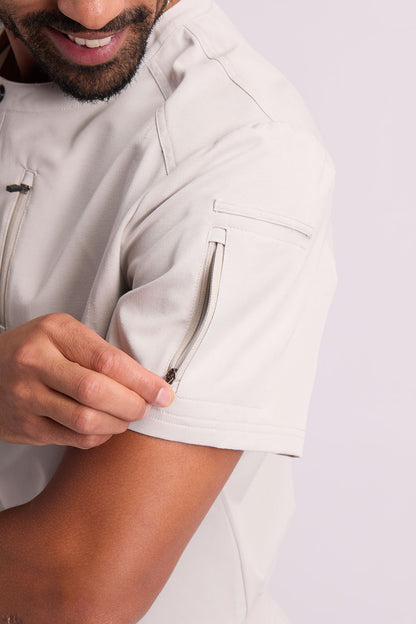 Maud K Button Two Pocket Scrub Top