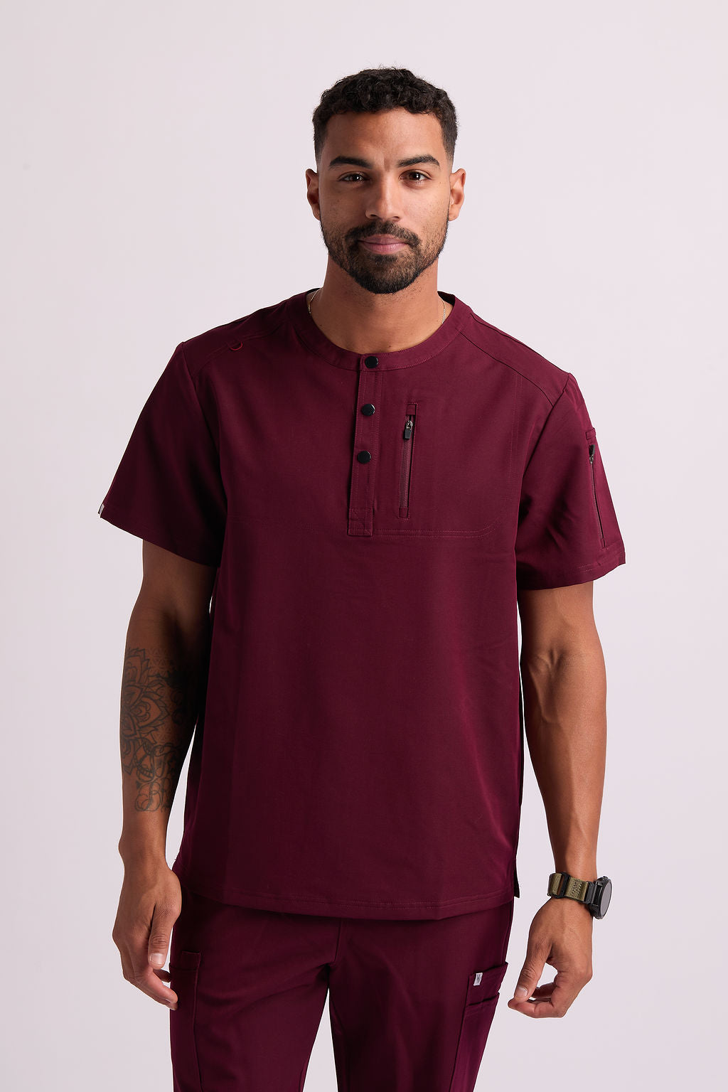 Maud K Button Two Pocket Scrub Top