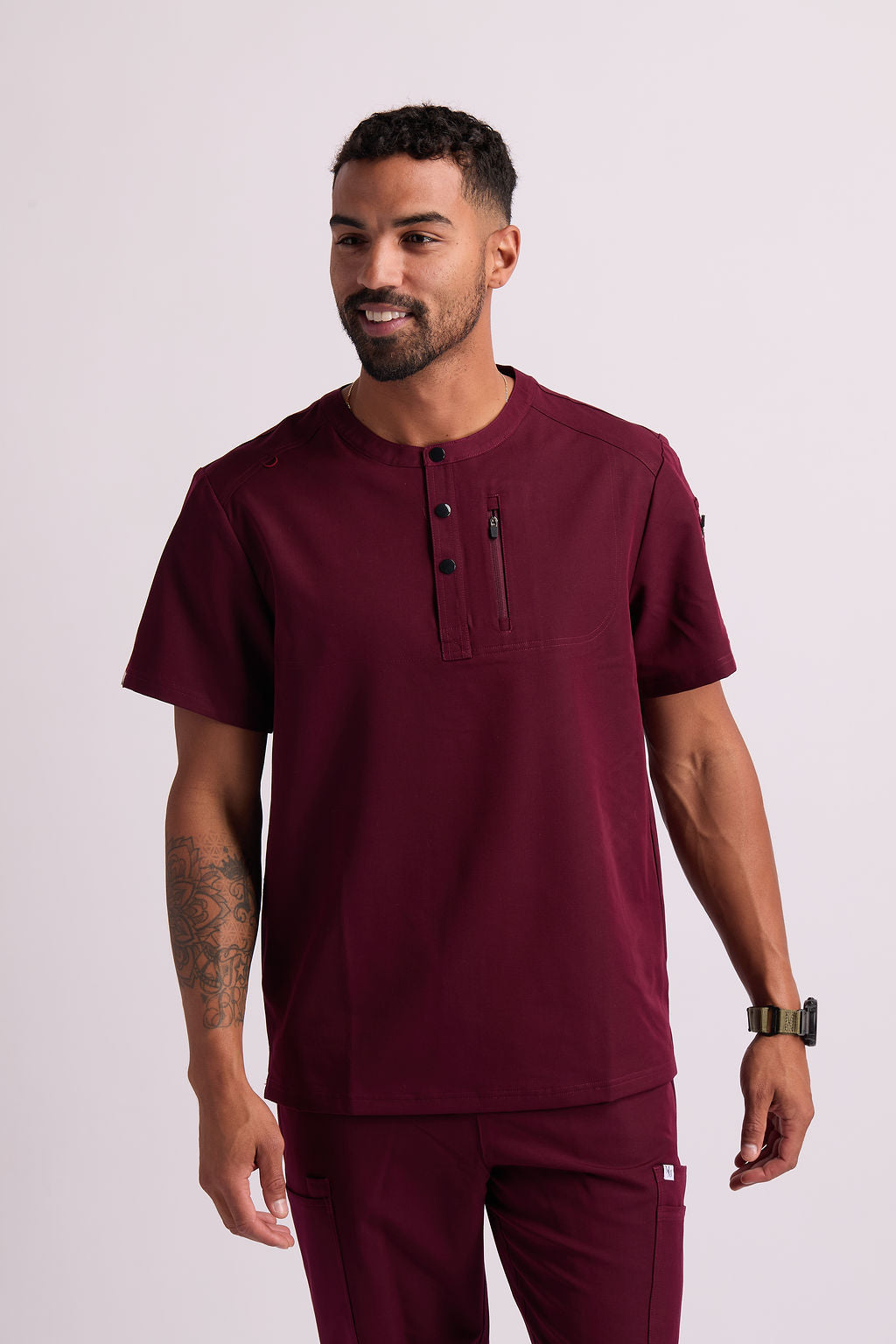 Maud K Button Two Pocket Scrub Top