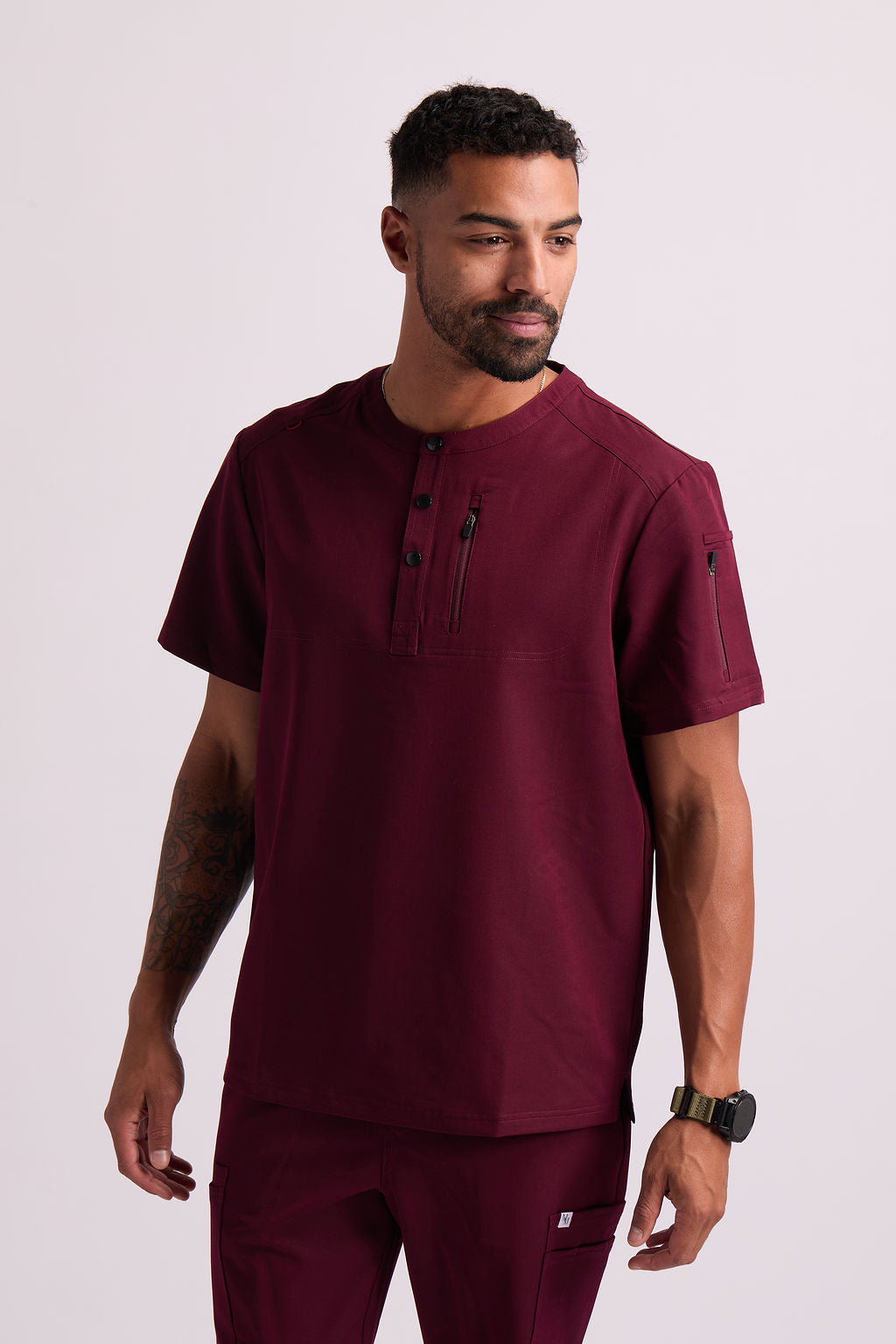 Maud K Button Two Pocket Scrub Top