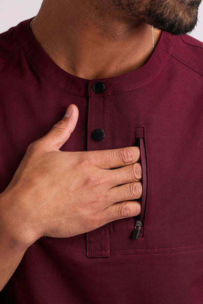 Maud K Button Two Pocket Scrub Top