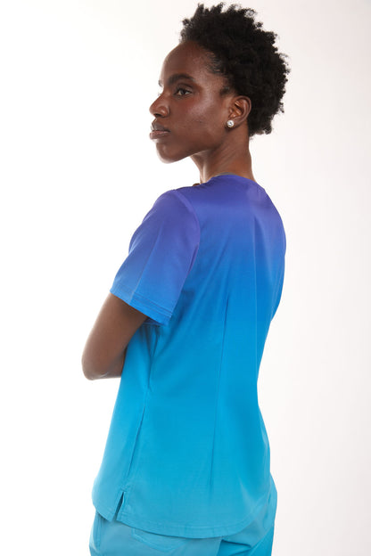 Mary K Two Tone Three Pocket Scrub Top