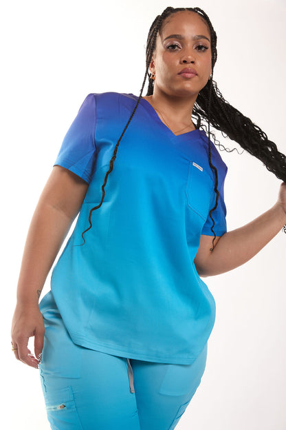 Mary K Two Tone Three Pocket Scrub Top