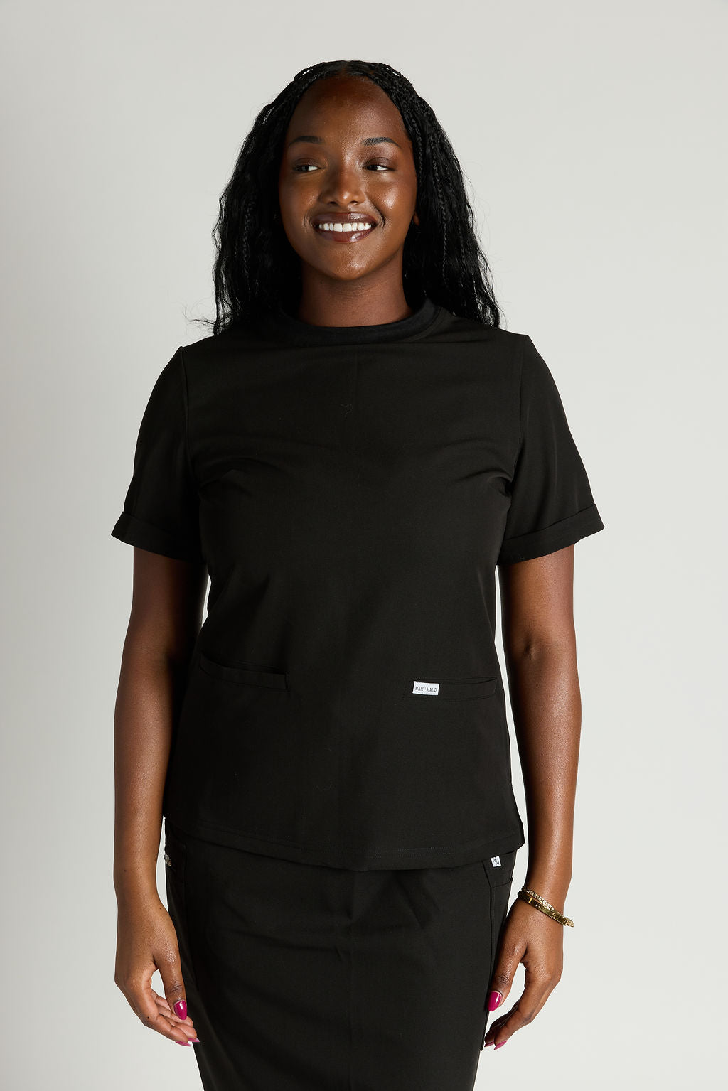 Elise Two Pocket Crew Neck Scrub Top