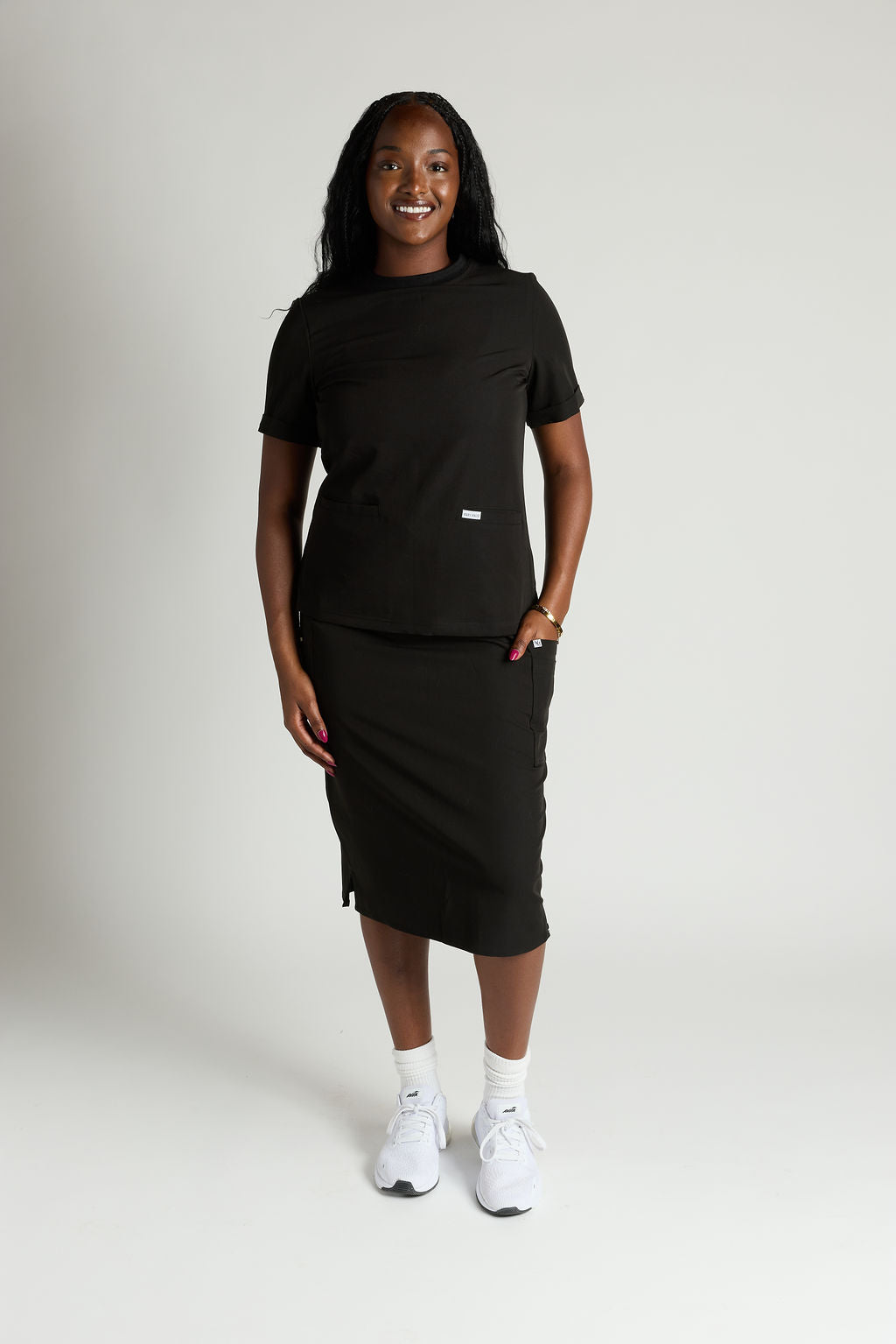 Elise Two Pocket Crew Neck Scrub Set