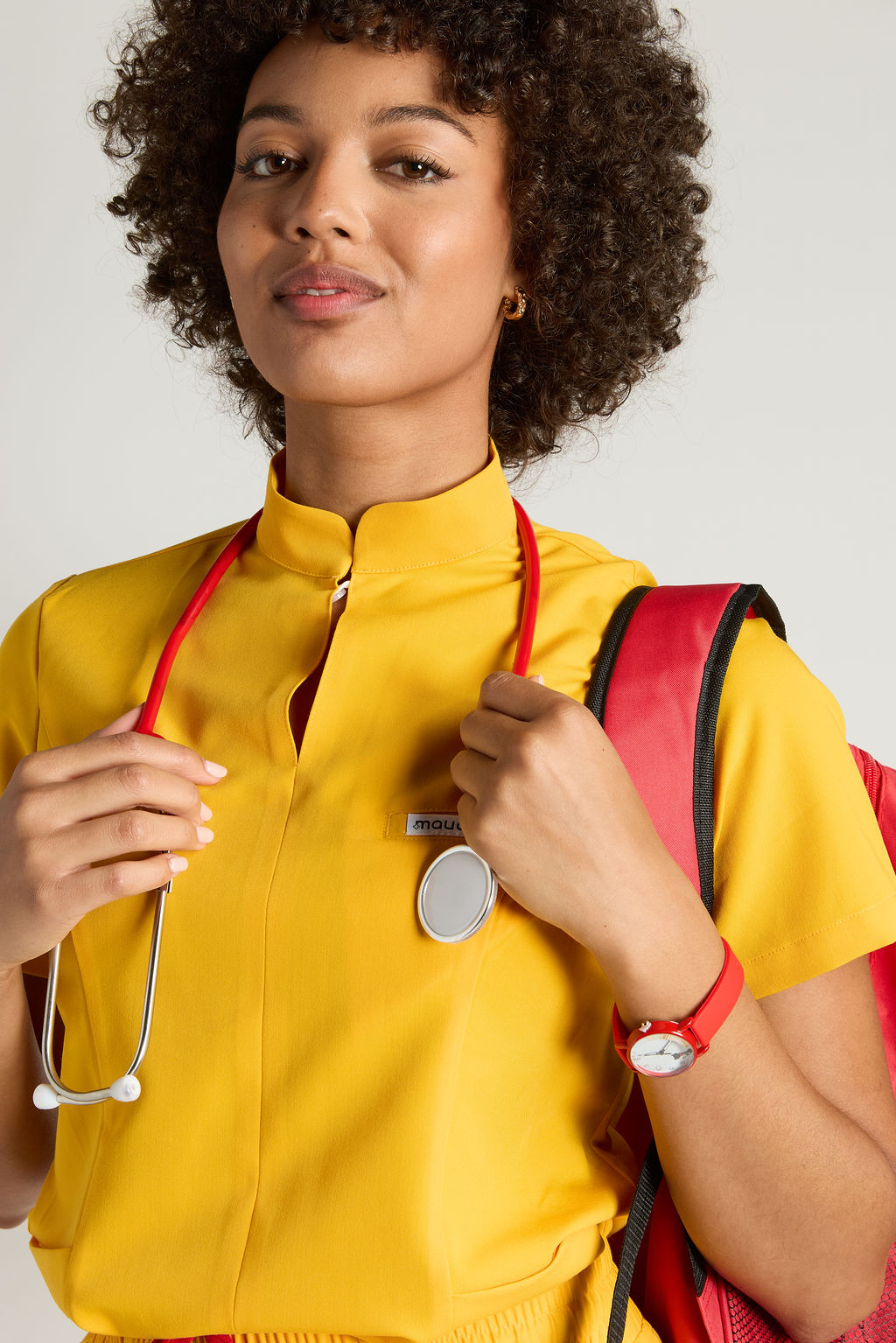 Azora Three Pocket Mandarin Collar Scrub Top