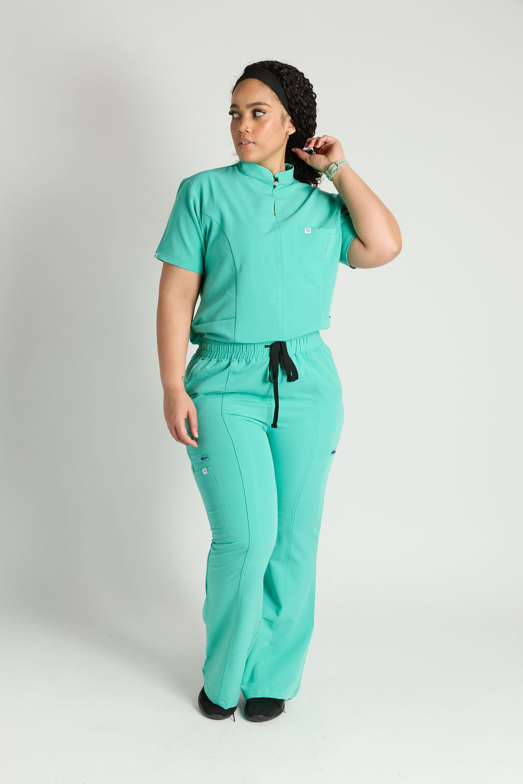 Azora Three Pocket Mandarin Collar Scrub Top